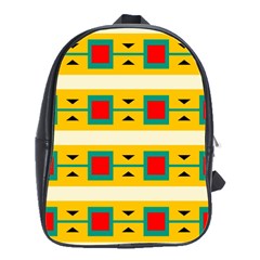 Connected Squares And Triangles 			school Bag (large) by LalyLauraFLM