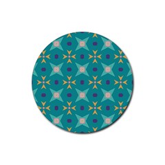 Flowers And Stars Pattern   			rubber Round Coaster (4 Pack) by LalyLauraFLM