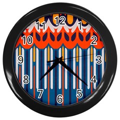 Textured Shapes In Retro Colors    			wall Clock (black) by LalyLauraFLM