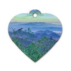 Fantasy Landscape Photo Collage Dog Tag Heart (two Sides) by dflcprints