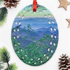 Fantasy Landscape Photo Collage Ornament (oval Filigree)  by dflcprints