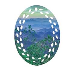 Fantasy Landscape Photo Collage Oval Filigree Ornament (2-side)  by dflcprints