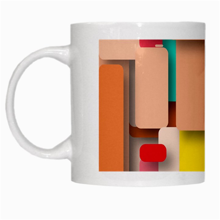 Rounded Rectangles White Mugs