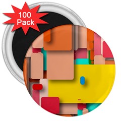 Rounded Rectangles 3  Magnets (100 Pack) by hennigdesign