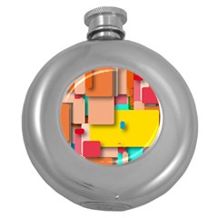 Rounded Rectangles Round Hip Flask (5 Oz) by hennigdesign