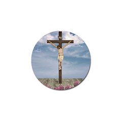 Jesus On The Cross Illustration Golf Ball Marker by dflcprints