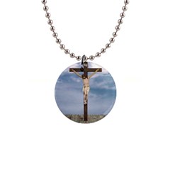 Jesus On The Cross Illustration Button Necklaces by dflcprints