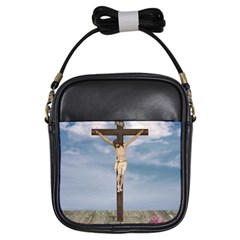 Jesus On The Cross Illustration Girls Sling Bags