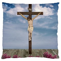 Jesus On The Cross Illustration Standard Flano Cushion Cases (two Sides)  by dflcprints