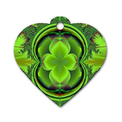 Green Clover Dog Tag Heart (two Sides) by Delasel