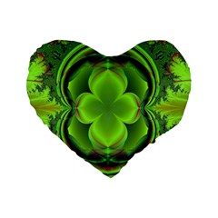 Green Clover Standard 16  Premium Heart Shape Cushions by Delasel