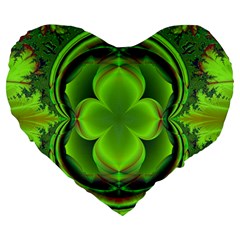 Green Clover Large 19  Premium Heart Shape Cushions by Delasel