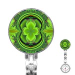 Green Clover Stainless Steel Nurses Watches Front