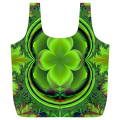 Green Clover Full Print Recycle Bags (l)  by Delasel