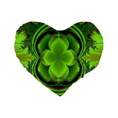 Green Clover Standard 16  Premium Flano Heart Shape Cushions by Delasel