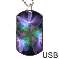 Ethereal Flowers Dog Tag Usb Flash (one Side) by Delasel