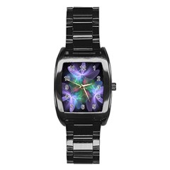 Ethereal Flowers Stainless Steel Barrel Watch