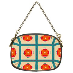 Shapes In Squares Pattern 	chain Purse (two Sides) by LalyLauraFLM