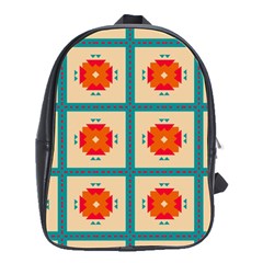 Shapes In Squares Pattern 			school Bag (large) by LalyLauraFLM