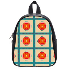 Shapes In Squares Pattern 			school Bag (small) by LalyLauraFLM