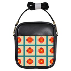 Shapes In Squares Pattern 			girls Sling Bag by LalyLauraFLM