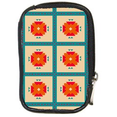 Shapes In Squares Pattern 			compact Camera Leather Case by LalyLauraFLM