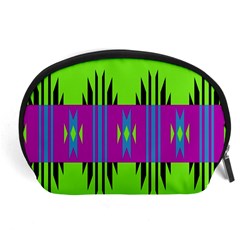 Tribal Shapes On A Green Background Accessory Pouch by LalyLauraFLM