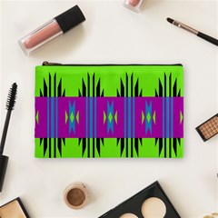 Tribal Shapes On A Green Background Cosmetic Bag by LalyLauraFLM