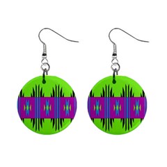 Tribal Shapes On A Green Background 			1  Button Earrings by LalyLauraFLM