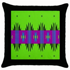 Tribal Shapes On A Green Background 			throw Pillow Case (black) by LalyLauraFLM