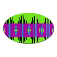 Tribal Shapes On A Green Background 			magnet (oval) by LalyLauraFLM