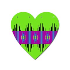 Tribal Shapes On A Green Background 			magnet (heart) by LalyLauraFLM