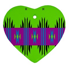 Tribal Shapes On A Green Background 			ornament (heart) by LalyLauraFLM