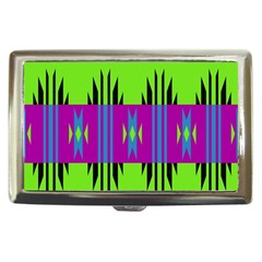 Tribal Shapes On A Green Background 			cigarette Money Case by LalyLauraFLM