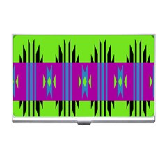 Tribal Shapes On A Green Background 			business Card Holder by LalyLauraFLM