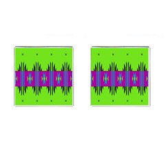 Tribal Shapes On A Green Background 			cufflinks (square) by LalyLauraFLM