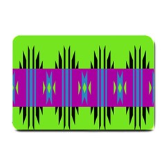 Tribal Shapes On A Green Background 			small Doormat by LalyLauraFLM