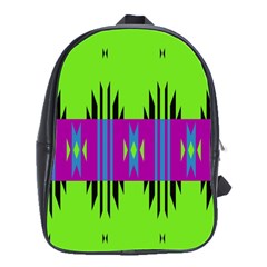 Tribal Shapes On A Green Background 			school Bag (large) by LalyLauraFLM