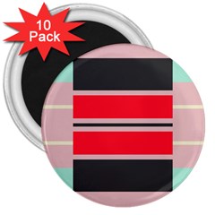 Rectangles In Retro Colors  			3  Magnet (10 Pack) by LalyLauraFLM