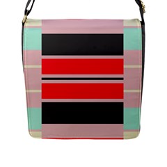 Rectangles In Retro Colors  			flap Closure Messenger Bag (l) by LalyLauraFLM