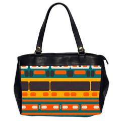 Rectangles In Retro Colors Texture Oversize Office Handbag (2 Sides) by LalyLauraFLM