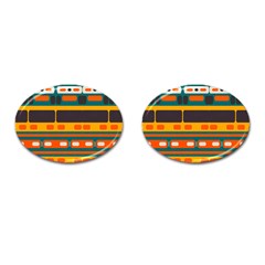 Rectangles In Retro Colors Texture 			cufflinks (oval) by LalyLauraFLM