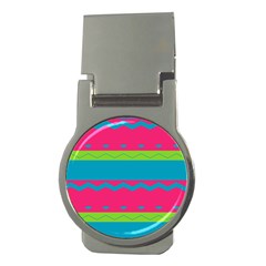 Chevrons And Stripes  			money Clip (round) by LalyLauraFLM