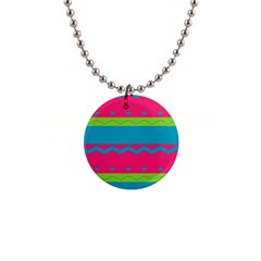 Chevrons And Stripes  			1  Button Necklace by LalyLauraFLM