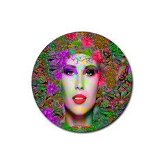 Flowers In Your Hair Rubber Coaster (round)  by icarusismartdesigns