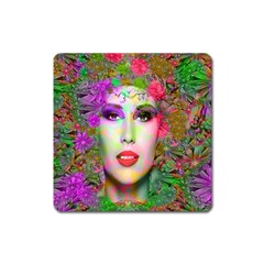 Flowers In Your Hair Square Magnet by icarusismartdesigns