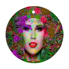 Flowers In Your Hair Round Ornament (two Sides) 