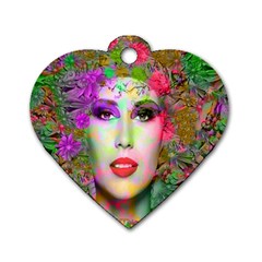 Flowers In Your Hair Dog Tag Heart (one Side) by icarusismartdesigns