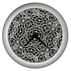 Polygons Pattern Print Wall Clocks (silver)  by dflcprints