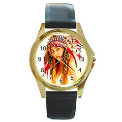 Indian 26 Round Gold Metal Watch